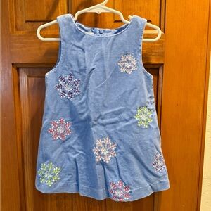 Talbots Light Blue Velvet Dress with snowflakes  and matching panties.